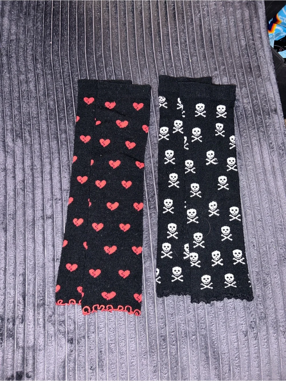 Broken Heart and Skull Leg Warmers Y2K Emo Goth